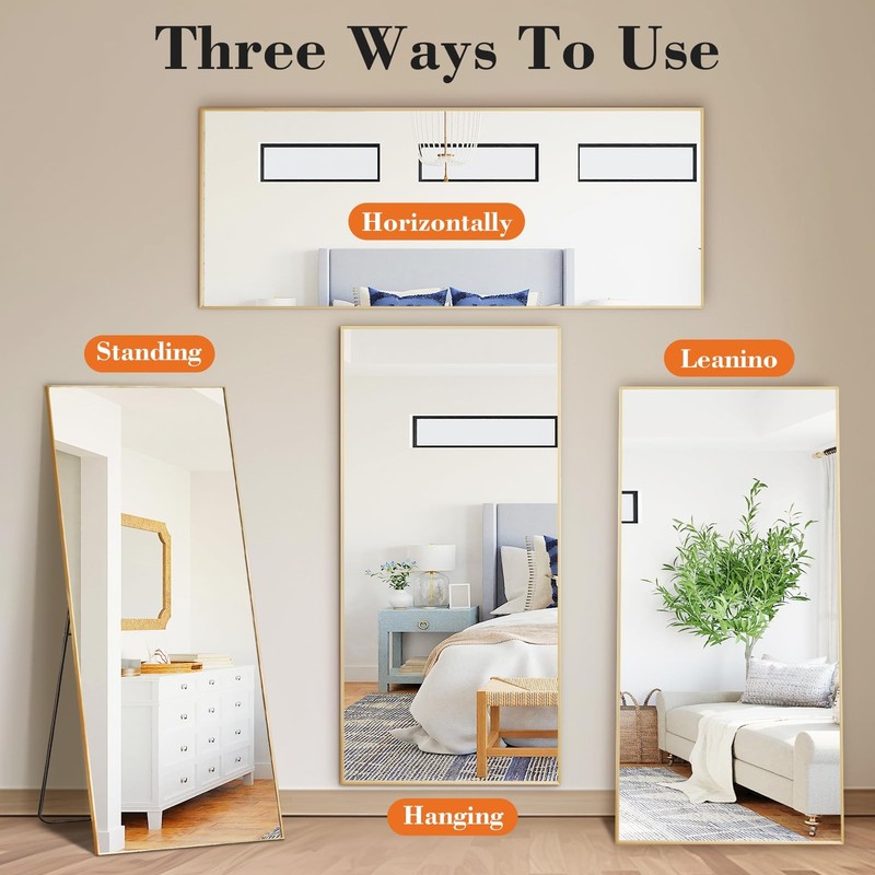 Olixis Gold Full Length Mirror 60X16 For Bedroom Full Body Mirror Stand Hanging gallery