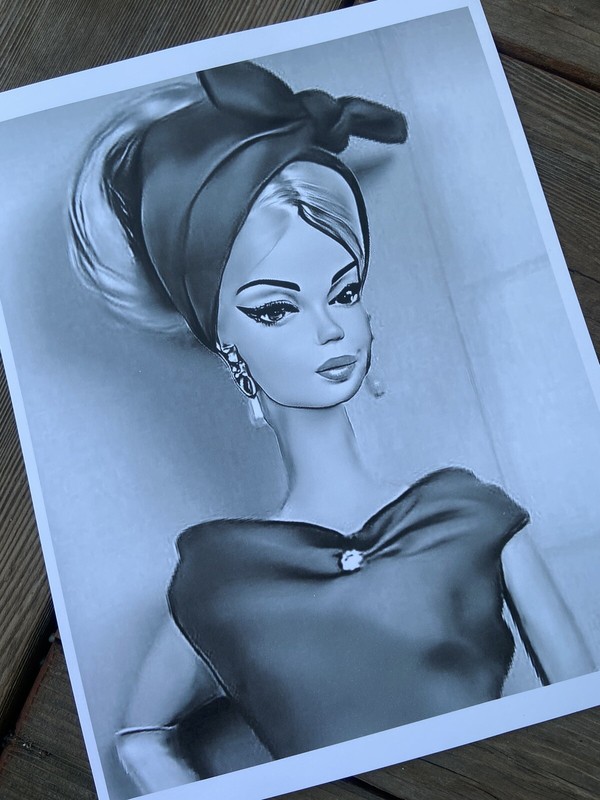 Retro Barbie Portrait Art Print 8×10 – Silkstone Beauty #151B
