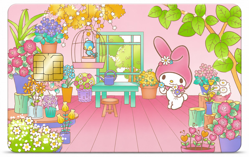 Pink My Melody Flower Garden Sanrio Anime Credit Card Skin Cute Debit Card Vinyl