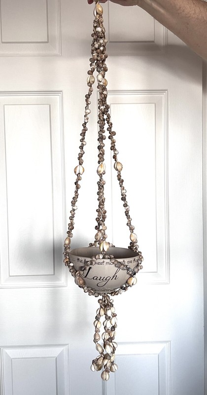 VTG Hanging Cowrie and Sea Shell Plant Hanger Chandelier BOHO Beach Coastal