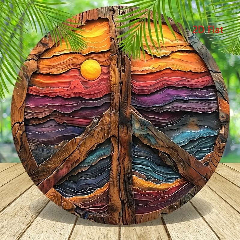 Wood Wall Hanging Vintage Peace Sign Round Aluminum Sign 8 Inch Funny