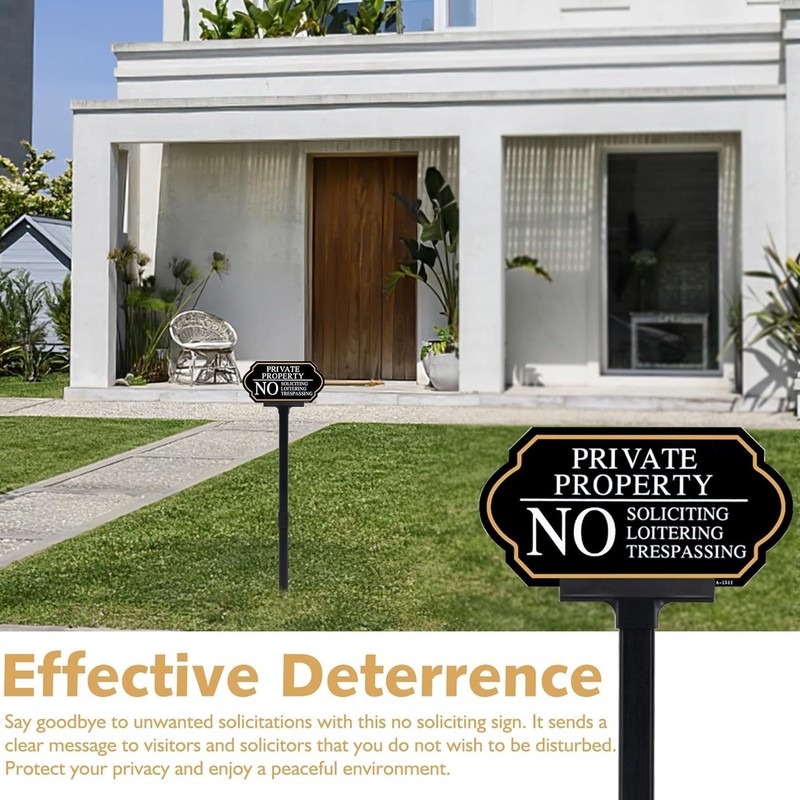 Private Property No Soliciting Sign with Stake - 5x10 Inches for Lawns & Gardens gallery