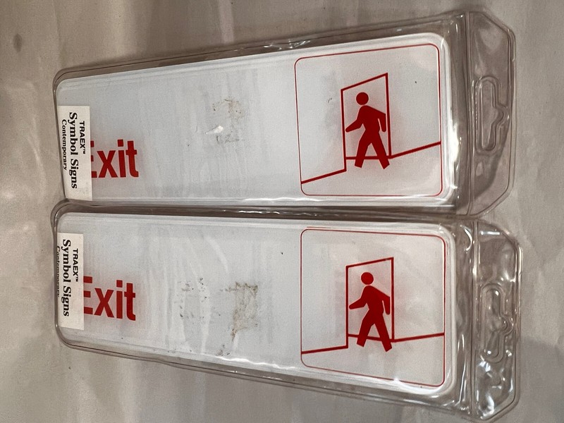 Exit Symbol Wall Sign 3″ x 9″ Lot Of 2 Restaurant Gas Station Cafe Office New