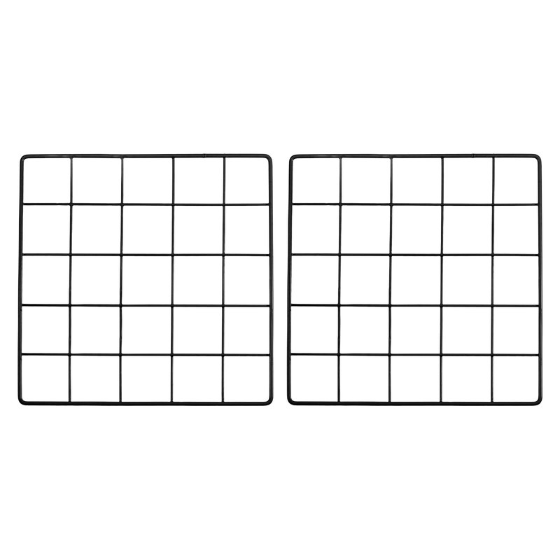 Wall Grid Panel 2 Pcs 10×10 Inch Black Metal Wire Photo Display Hanging Decor