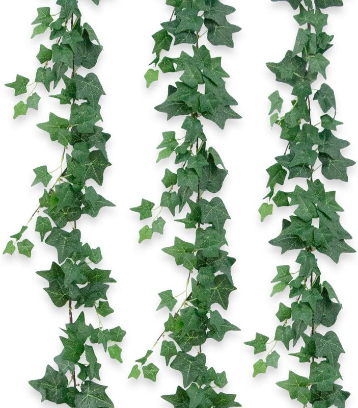 3Pcs Artificial Greenery Ivy Vines Kit, 6FT Odorless Silk Ivy Garland, Green Lea