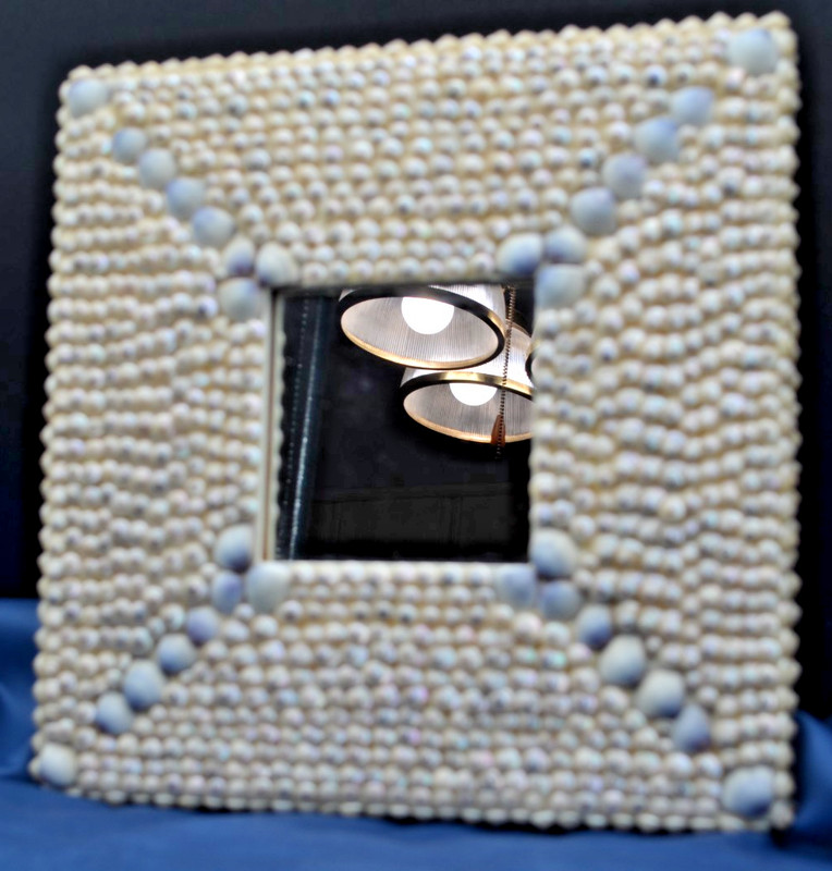 OOAK Natural Seashell Framed Square Mirror Beach Nautical Coastal Artisan Made gallery