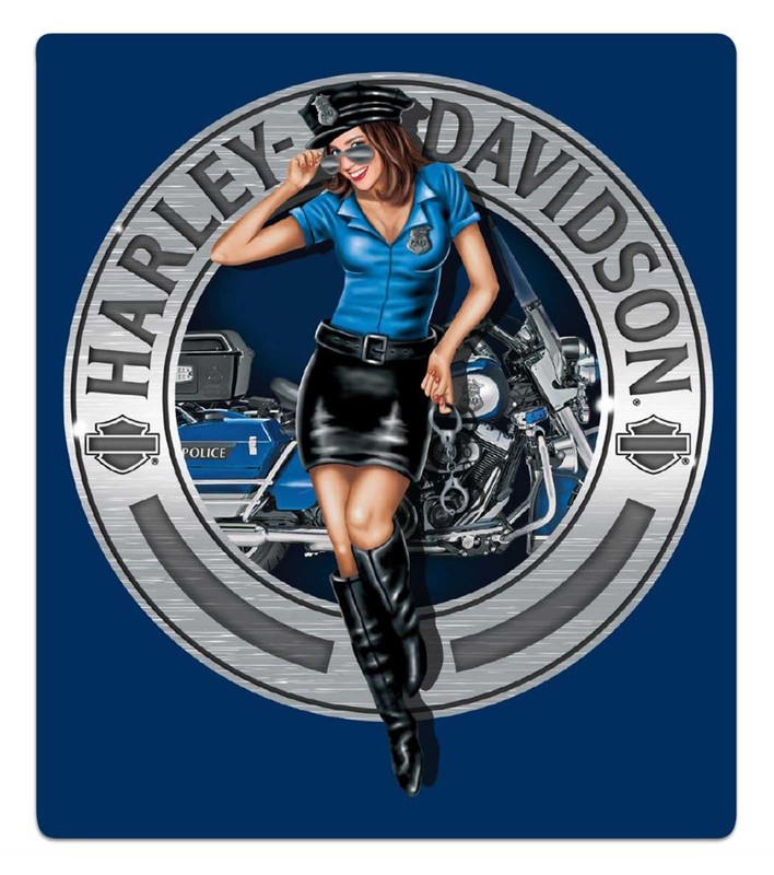 Harley-Davidson Police Babe Embossed Tin Sign, Rectangle 13 x 15 inches – Blue