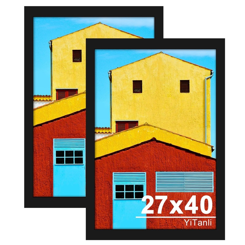 YiTanli 27×40 Inch Poster Frame 2 Pack, Engineered Wood Black Large Picture F…