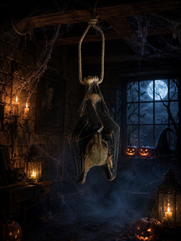 QM28985 Vampire Bat – Hanging Mega Bat Sculpture – Bat Figure – Halloween 12″