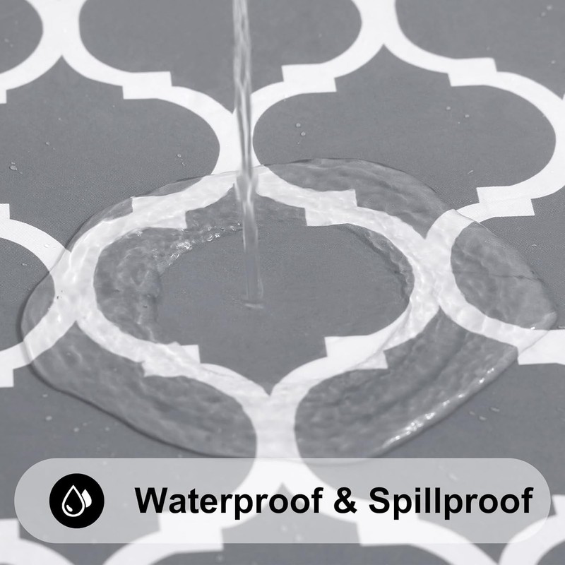 Round Plastic Table Cloth, Waterproof Vinyl Tablecloth with Flannel Backing for gallery