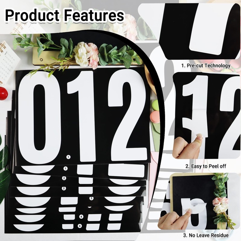 7 Inch Large Number Sticker Decals, 16 Sheets Self-Adhesive Vinyl 0-9 Stickers gallery