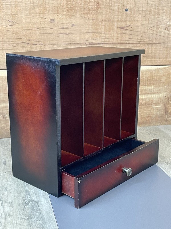 VTG. Mahogany Wood Shelf/Desk Curio Cabinet Wall Cubby Mail Sorter W Drawer gallery