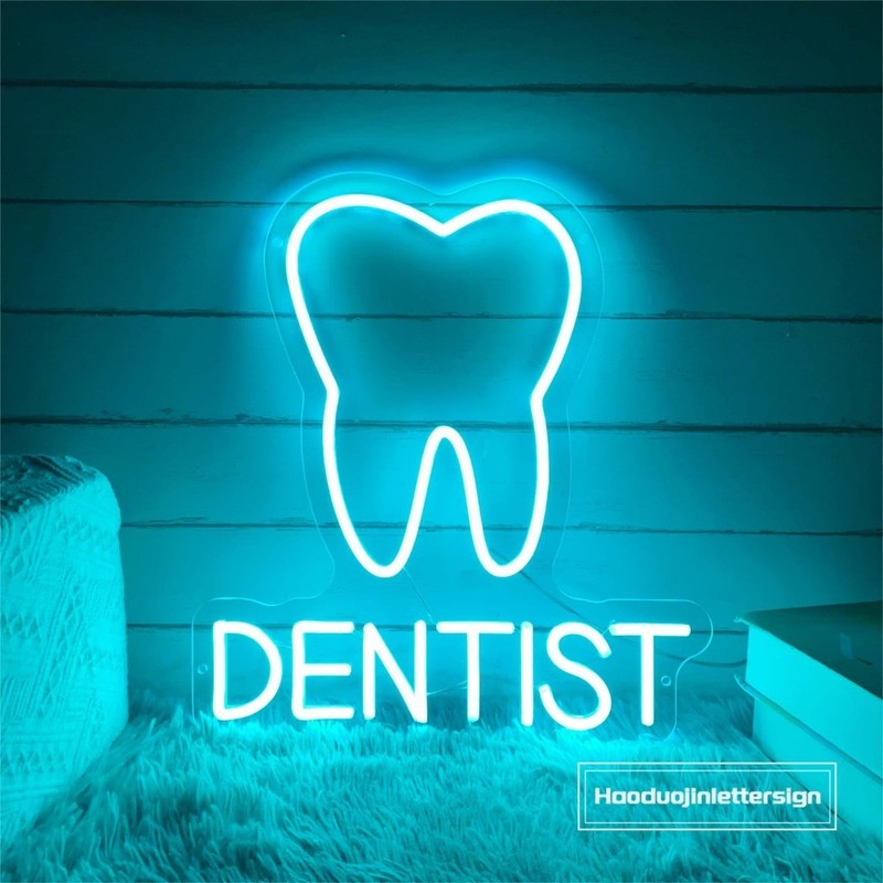 Custom Tooth LED Neon Sign Dental Office Decor Wall Sign Business Sign