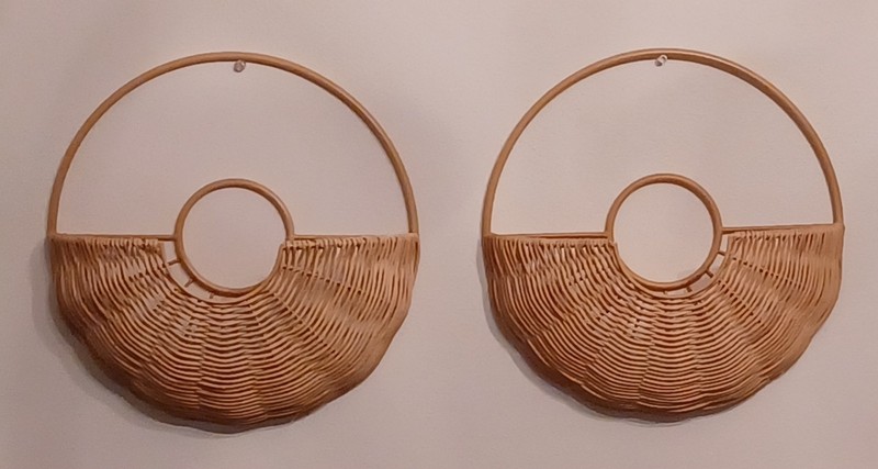 Boho Rattan Wall Baskets Set Of 2/ Baya Style Matching Pair/ Wicker Wall Decore