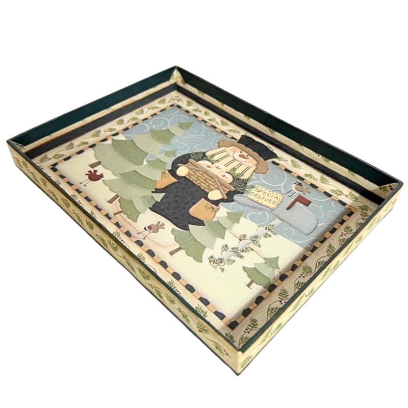 Vintage Christmas Snowman Wall Plaque Gift Box Cover 3D Resin Holiday Primitive gallery