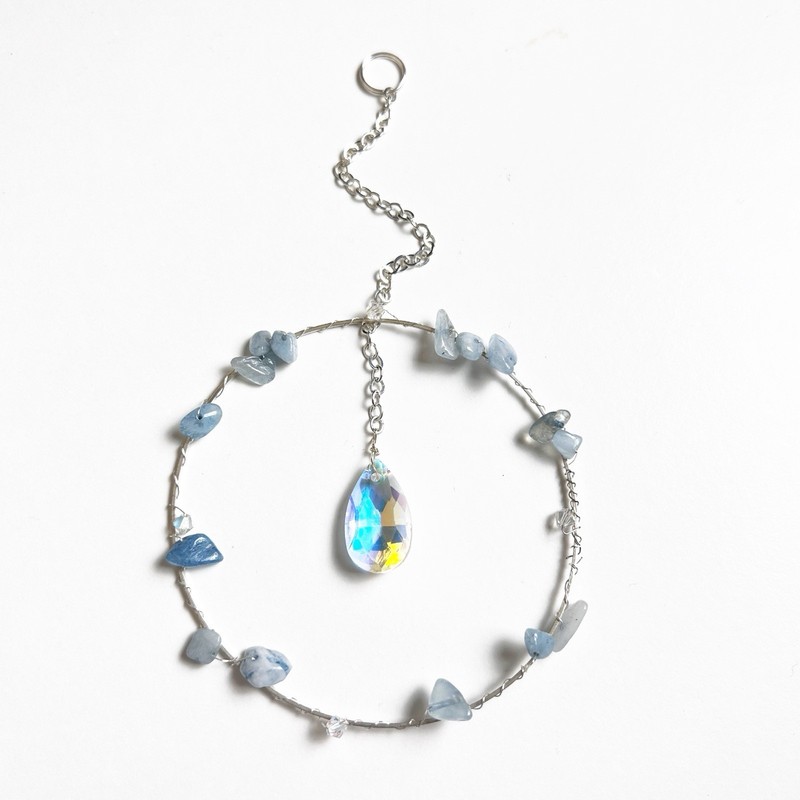 Natural stone Custom mobile hanging – Hand beaded Sun Catcher -Garden decoration