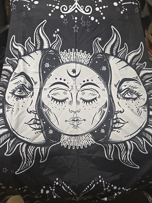 Celestial Sun Moon Wall Tapestry Black White Boho Gothic Hanging 30×50 Decor