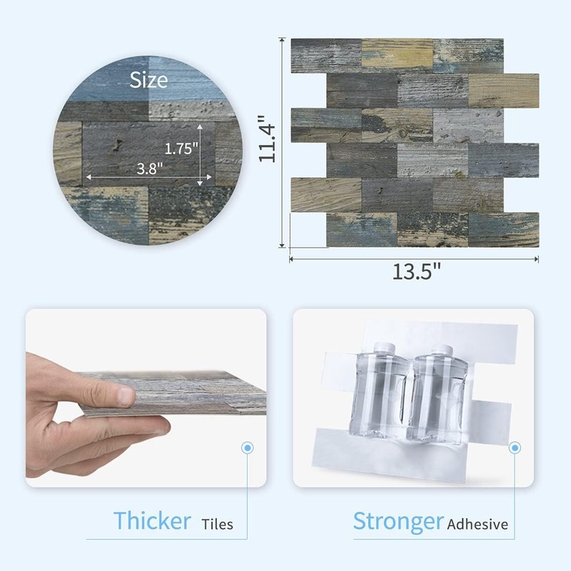 Art3d Peel and Stick Distressed Rustic Wood Panel 5-Sheet, Baywood gallery