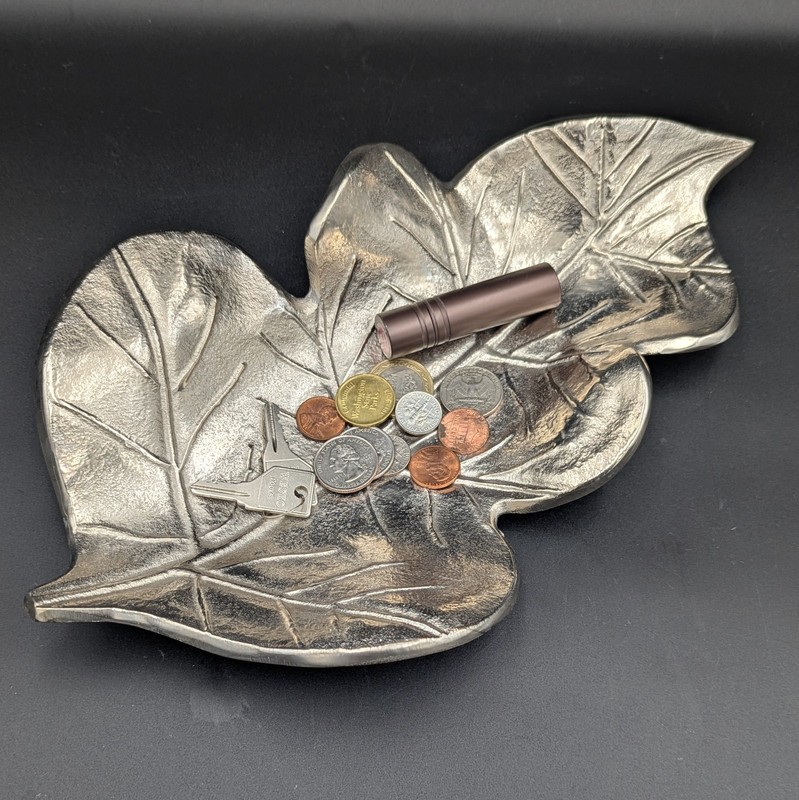 Decorative Silver Aluminum Leaf Tray, Centerpiece Large Dish Made In India gallery
