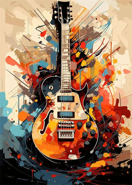 Abstract Colorful Art Musical Instruments Canvas Painting Canvas Mural Wall Art