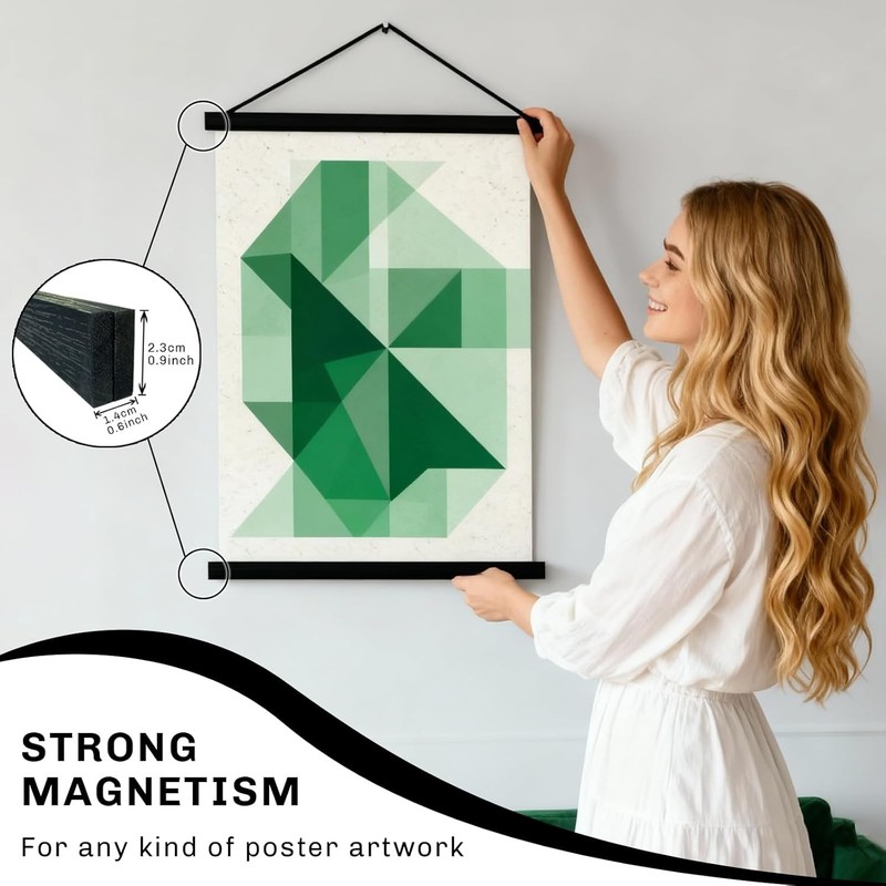 Magnetic Poster Hanger Frame 12 inch Black 12x16 12x18 12x20 12x24 Wood gallery