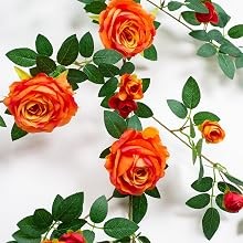 2 PCS 12FT Bendable Flower Garland, Artificial Rose Vine Hanging Floral Garland gallery