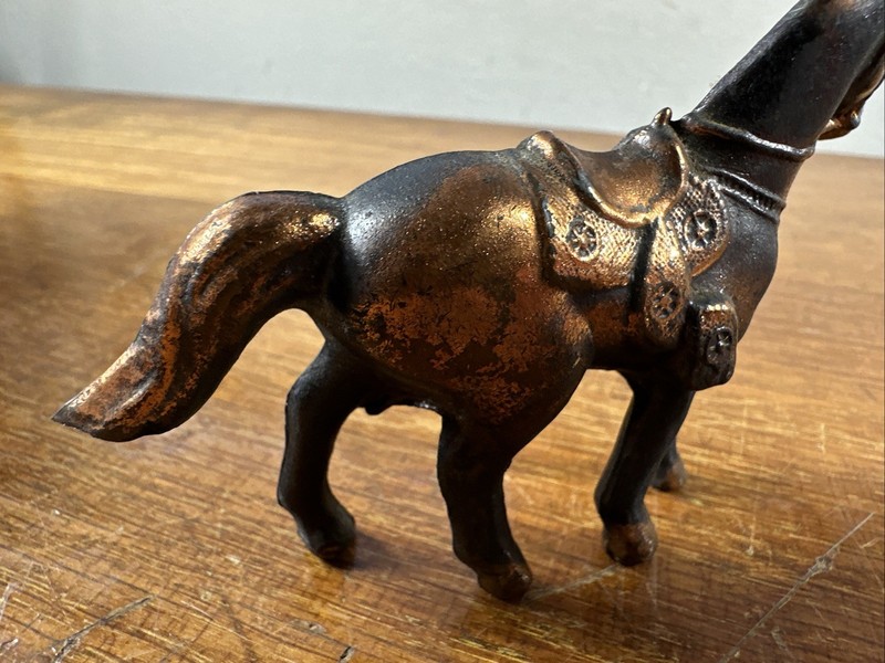 Bronze Tone Cast Iron Horse Figurine 3 3/8" long x 2 5/8" tall gallery