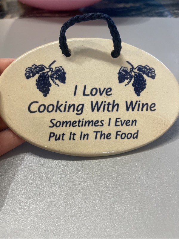 Mountain Meadows Pottery "I Love Cooking With Wine" Oval Ceramic Wall Plaque gallery