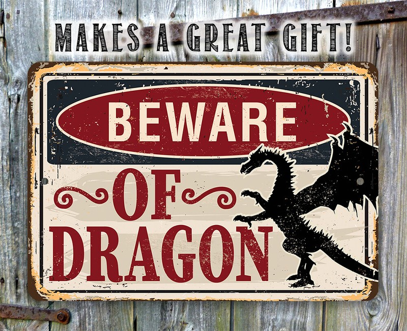 Metal Sign - Beware Of Dragon - Indoor/Outdoor - For Exotic Animal Lovers gallery