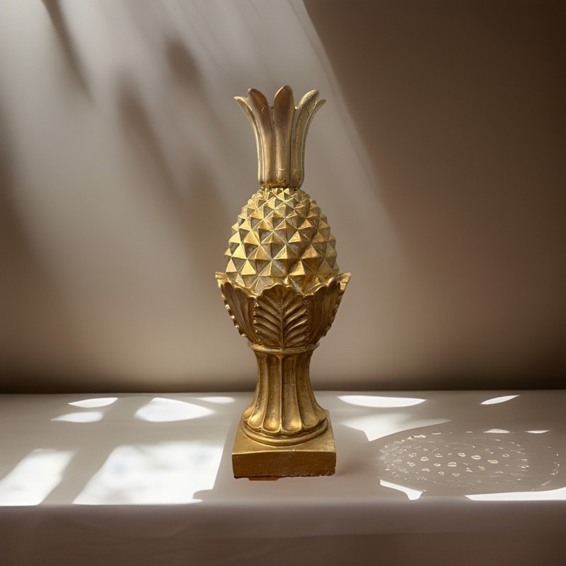 Gold Pineapple Decor Statue Glam Hollywood Regency resin Centerpiece