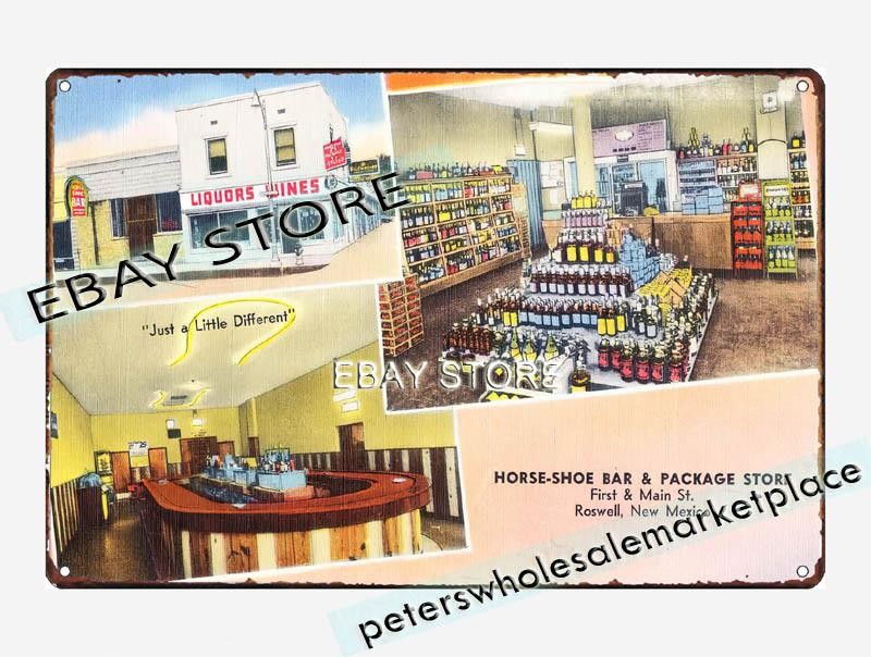 1930-45 Horse-Shoe Bar Package Store, First Main St., Roswell, New Mexico tin si gallery