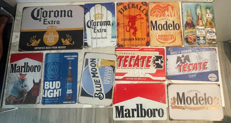 Vintage Beer Signs Collection – 12 Piece Bundle for Bar & Home Decor, 8×12 Bar