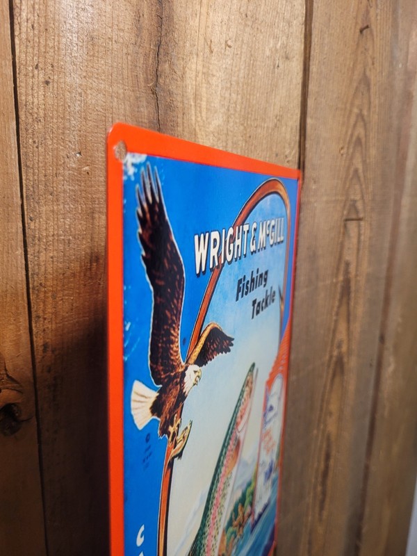 Vintage Eagle Claw hooks advertisement reproduction steel sign trout fishing gallery