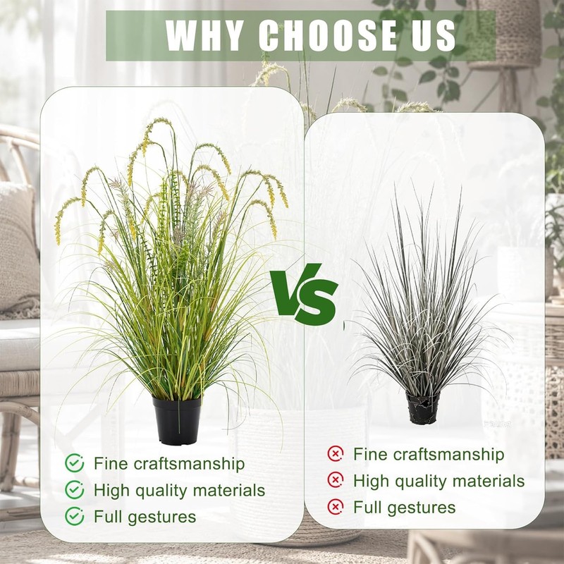 3FT Artificial Reed Grass ,2 Pack Artificial Tall Grass Plants Outdoor Indoor gallery