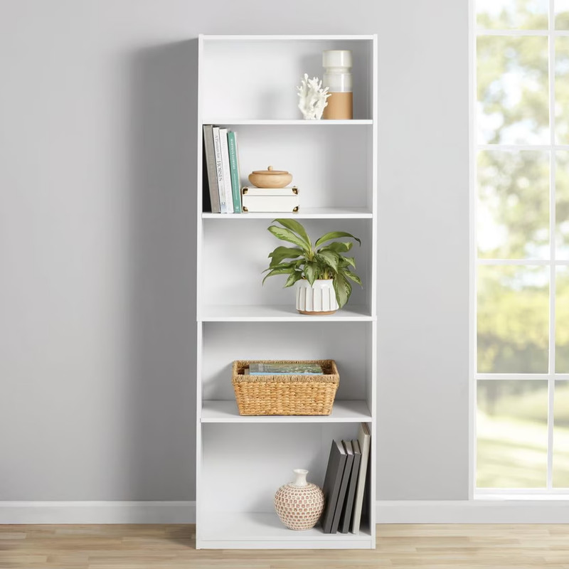 71" Tall Adjustable 5-Shelf Wood Bookcase Storage Shelving Book Wide Bookshelf gallery