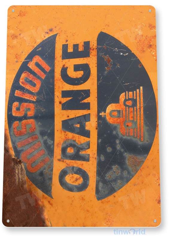 TIN SIGN Mission Orange Soda Logo Metal Décor Kitchen Store Fountain Bar A494 gallery