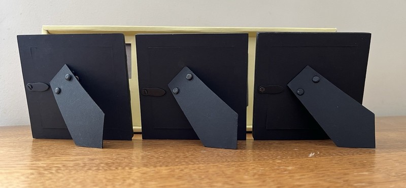 Vintage Set of 3 Pier 1 Wood Carved Modern Rustic Desktop Photo Frames NIOP gallery