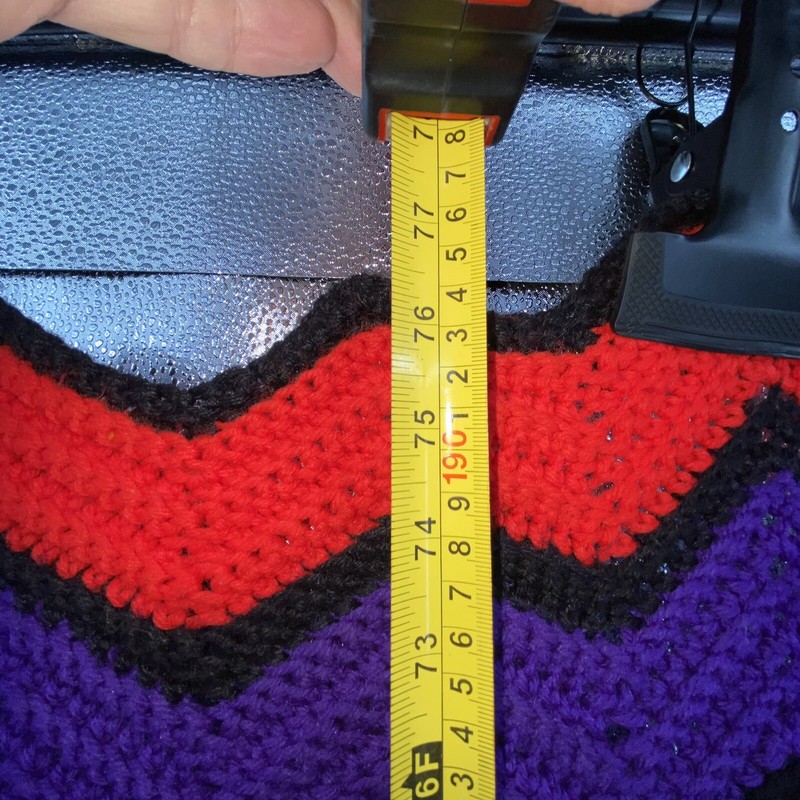 Vintage Rainbow Striped Chevron Rows Crocheted Afghan Throw Blanket 76 x 36in gallery