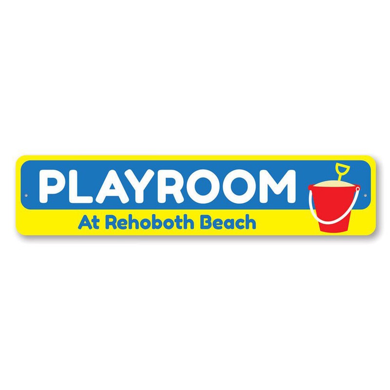 Playroom Sign, Custom Beach Kid Room Sign, Personalized Beach Metal Wall Decor