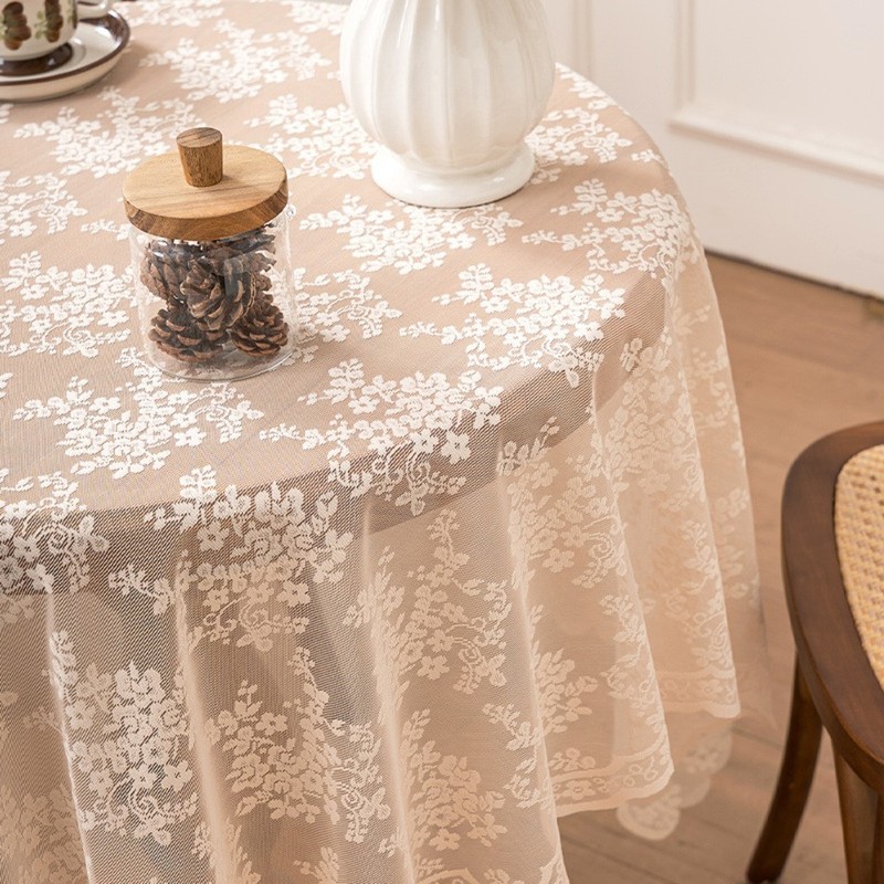 Elegant Lace Tablecloth Floral Pattern Polyester 135x100cm and 135x135cm Sizes gallery