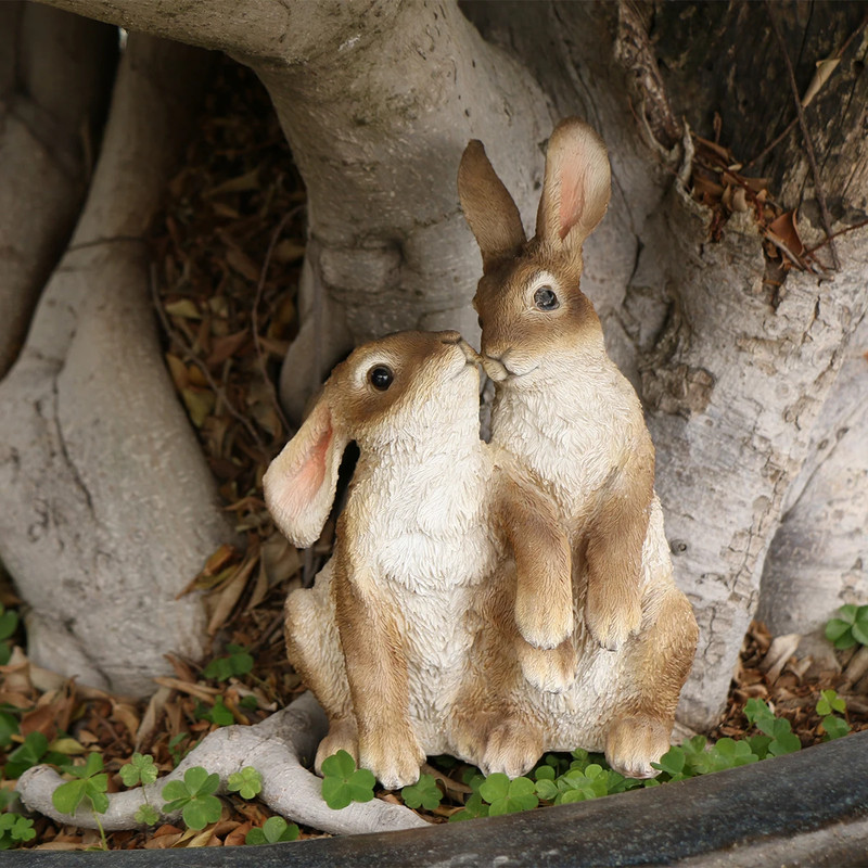 Easter Bunny Figurine with Flower Crown Rabbit Statue Tabletop Spring Decor gallery