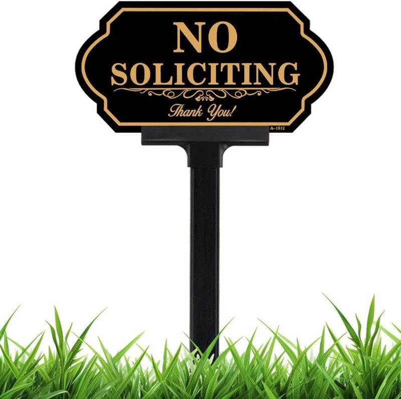 No Soliciting Sign Aluminum Stake 50 Mil Thick 5×10 Inches Outdoor Yard Front
