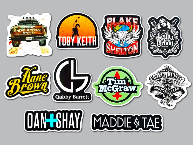 Modern Country Music Vinyl Sticker Lot (10 Pack) SET 2 band western cow boy girl