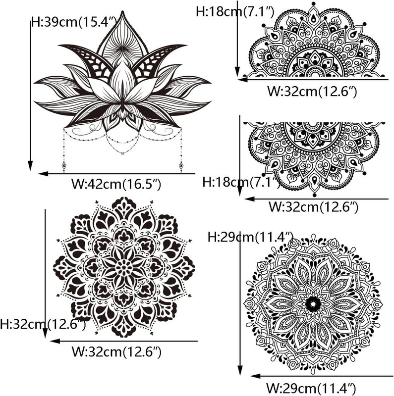 Mandala Flower Wall Art Sticker Black Boho Lotus Floral Wall Decal for Living gallery