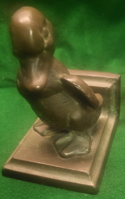 Antique (1925) Bronze Baby Duck Bookends - Excellent - Great Dark Brown Patina gallery