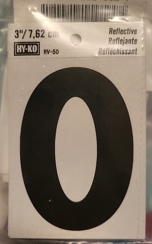 Hy-Ko Vinyl 3 In. Reflective Adhesive Number Zero RV-50-0 Pack of 10 Hy-Ko USA