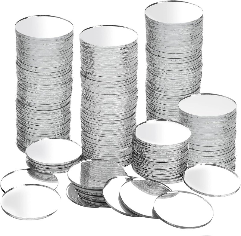 YOUEON 200Pcs Small round Glass Mirrors, 1 Inch round Mirror for Cafts, Mini Cir