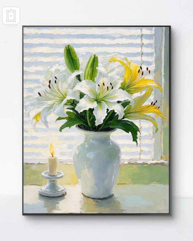 Premium White Lily Reproduction Print Large Canvas Wall Art Office 12*18