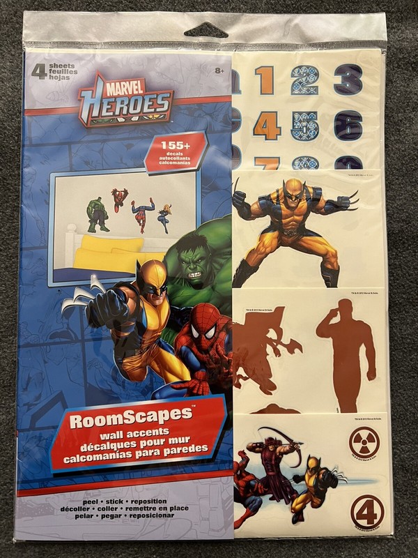 Marvel Heroes Wall Decals 155+ RoomScapes Wall Accents Spiderman Hulk X Men NIP!