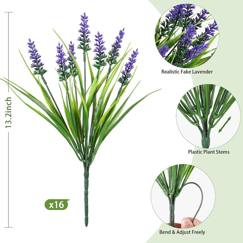 Artificial Plants Fake Lavender UV Resistant Faux Grass Outdoor Patio Decor gallery